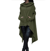 Solid Color Long Irregular Hooded Sweatshirt