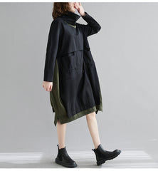 Women Color Block High Neck Loose Dress