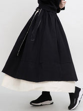 Splicing Double Tiered Fringed Thickening Cropped Skirt