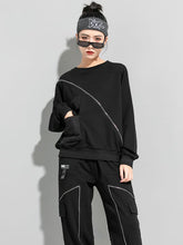 Zipper Street Loose Stretch Long-Sleeved T-Shirt Top