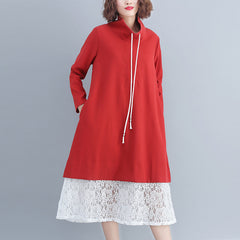 Loose Plus Size Lace Stitching Dress