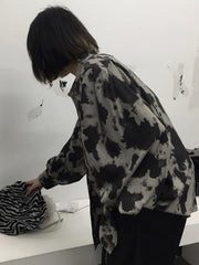 Vintage Leopard Print Long-Sleeved Blouses Shirts Top