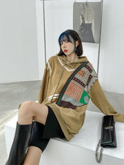 Retro Loose Stitching Casual Hoodie