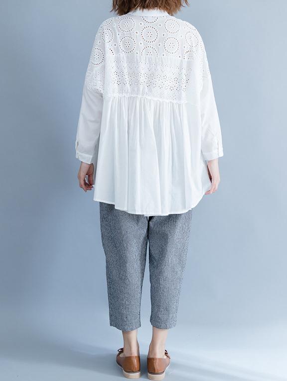 Loose Embroidered White Shirt