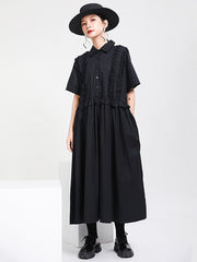 Original Solid Split-Joint Lapel Shirt Dress