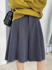 High Waist Wide Leg Solid Short Pants