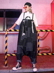 Loose Wide Leg Denim Straps Jumpsuits