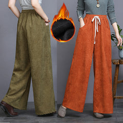 Corduroy Loose Drawstring Wide-Leg Pant