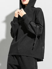 Loose Zipper Split-Joint Hooded Sweatshirt
