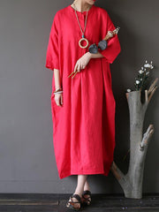 Loose Pure Color Cotton Long Robe