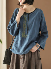 Retro Linen Embroidered T-shirts