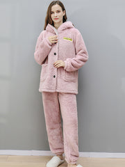 Women Hooded Pajamas Two Piece Set