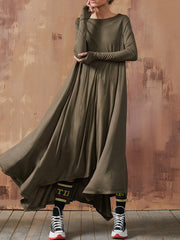 Casual Solid Color Irregular Ruffle Dress