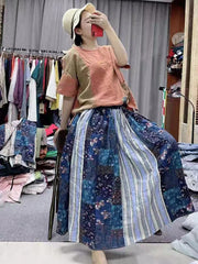 Ethnic Style Stitching Floral Casual Skirt