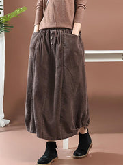 Loose Elastic Waist Corduroy Skirt