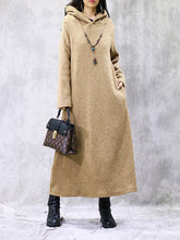 Vintage Simple Plush Hooded Dress