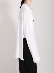 Women Letter Print Long Sleeve Irregular Casual T-Shirt