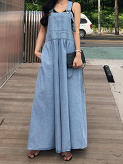 Loose Wide-Leg Jean Long Slip Dress