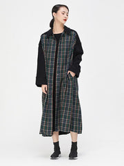 Casual Plaid Split-Joint Long Shirt Dress