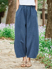 Loose  Ramie Cotton Wide-leg Pants