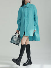 Irregular Clipping Roomy Split-Side Pure Color Lapel Shirts Tops