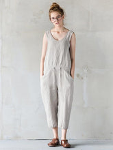 Simple Gray Sleeveless Round-Neck Jumpsuits