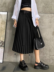 Casual Roomy Pleated Asymmetric Skirts Bottoms