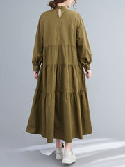 Loose Solid Color Long Sleeve Maxi Dress