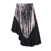 Colorblock Drape High Waist Slimming Irregular Skirt