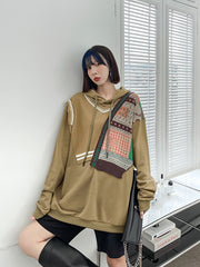 Retro Loose Stitching Casual Hoodie