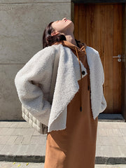 Women Irregular Solid Color Casual Coat