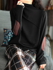 Women Stitching Loose Pullover Bottoming Shirt