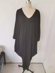 V-Neck Bat Sleeve Casual Maxi Dress
