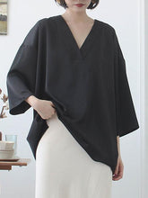 Loose V-Neck Satin Shirts