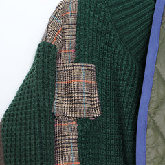 Women Color Matching Stitching Long-Sleeved Coat