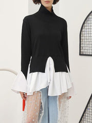 New Split-joint Cropped Knitting Tops