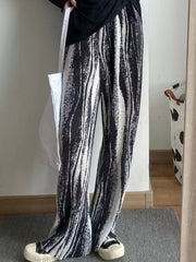 Women Pleated Print Loose Casual Pants