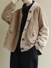Casual Hooded Corduroy Jacket