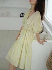 Original V-Neck Puff Sleeve Dress