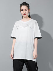 Original Letter Print Round-Neeck T-Shirts Tops