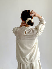Women Simple Pile Sleeve Shirt
