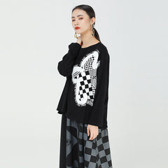 Women Round Neck Printed Casual Sweatshirt