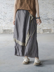 Casual Asymmetrical Contrast Color Fisherman Pants