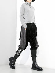 Women Elastic Waist Stitching Casual Pants