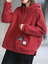 Plush Warm Back Zipper Hooded Sweatshirt