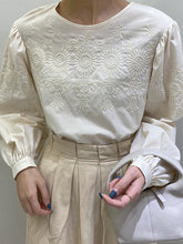 Round Neck Embroidered Long Sleeve Blouses Shirts Top