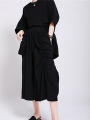 Black Solid Loose Wide Leg Pants