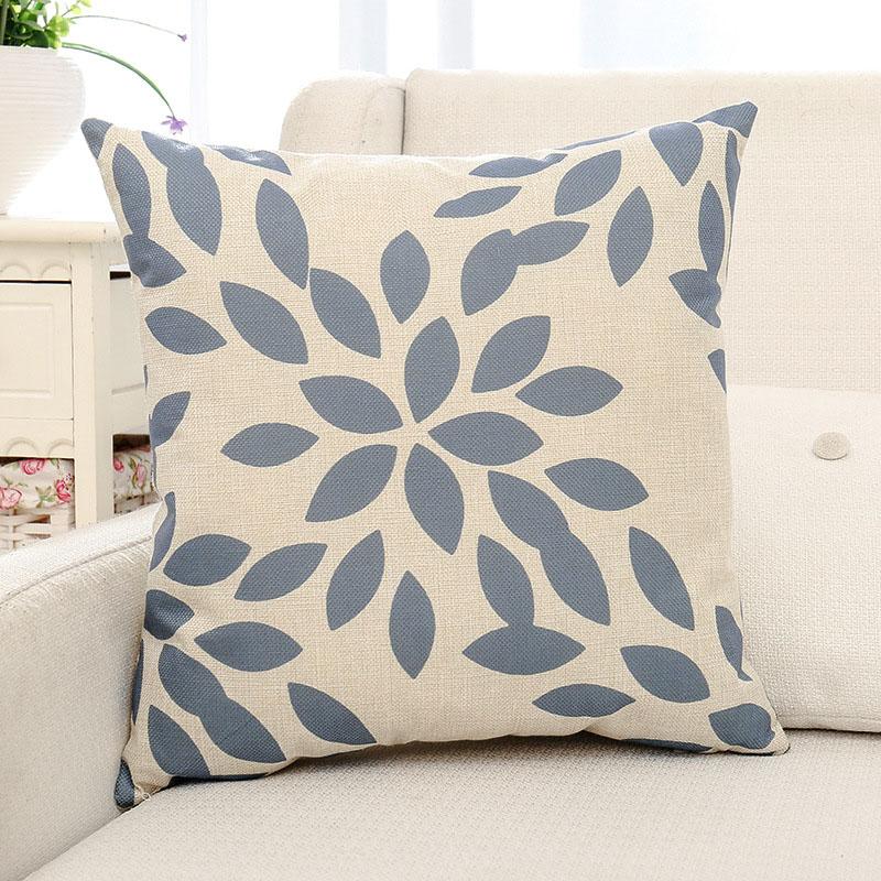 Blue Leaves Printed Pillow Case
