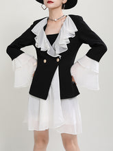 Women Spliced Lapel Irregular Dress