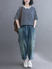 Women Loose Casual Harem Denim Casual Pants